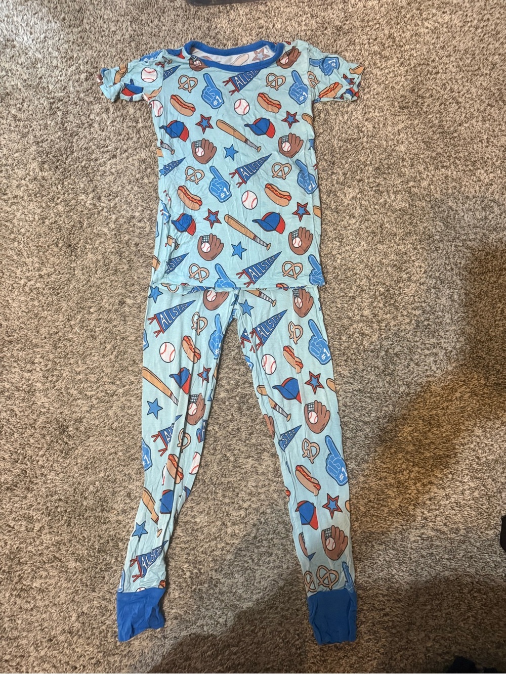 Kiki + Lulu Kids Baseball Print Light Blue Pajama Set